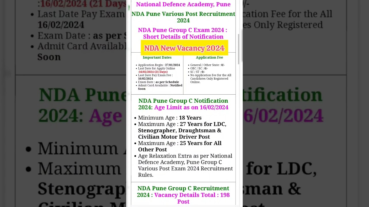 NDA Pune Group C Recruitment 2024 