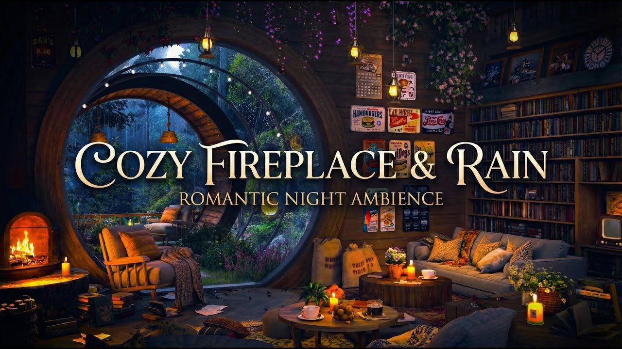 Rainy Night & Warm Fireplace: The Ultimate Cozy Home Ambience 🌧️🔥