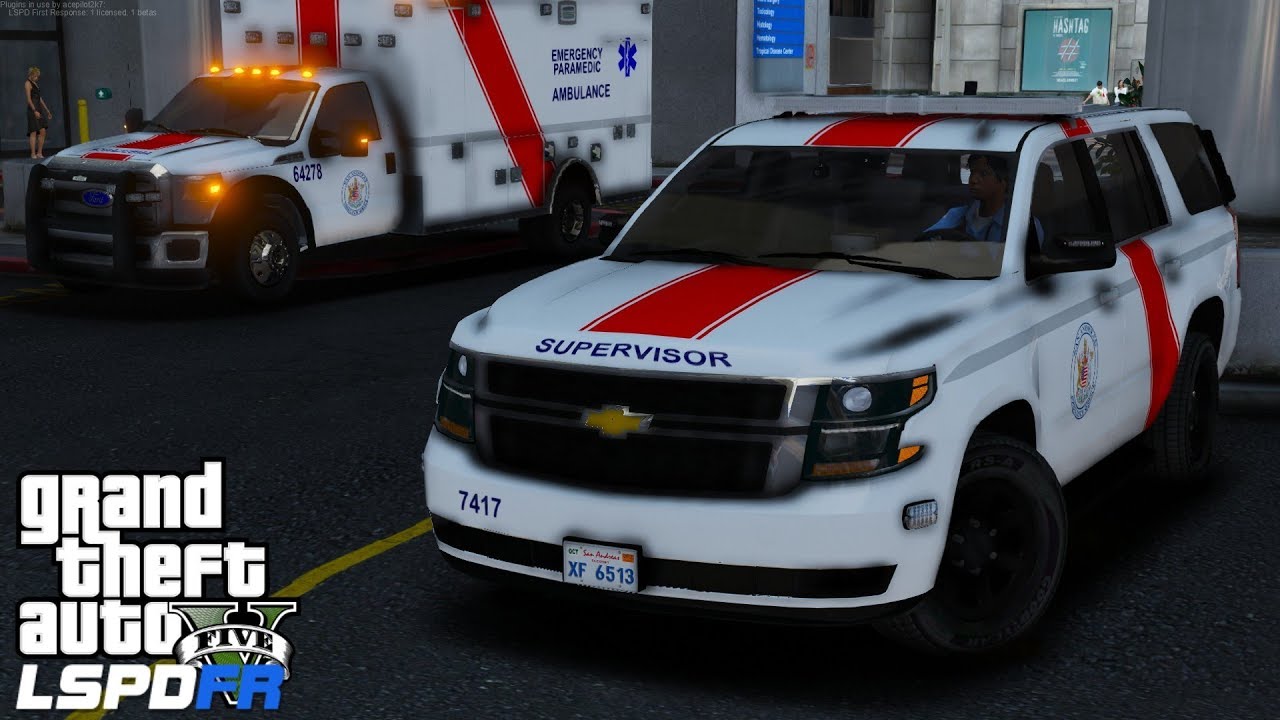 GTA 5 LSPDFR EMS #23 | Play As A Paramedic | EMS Supervisor Tahoe Responding To Emergency Calls