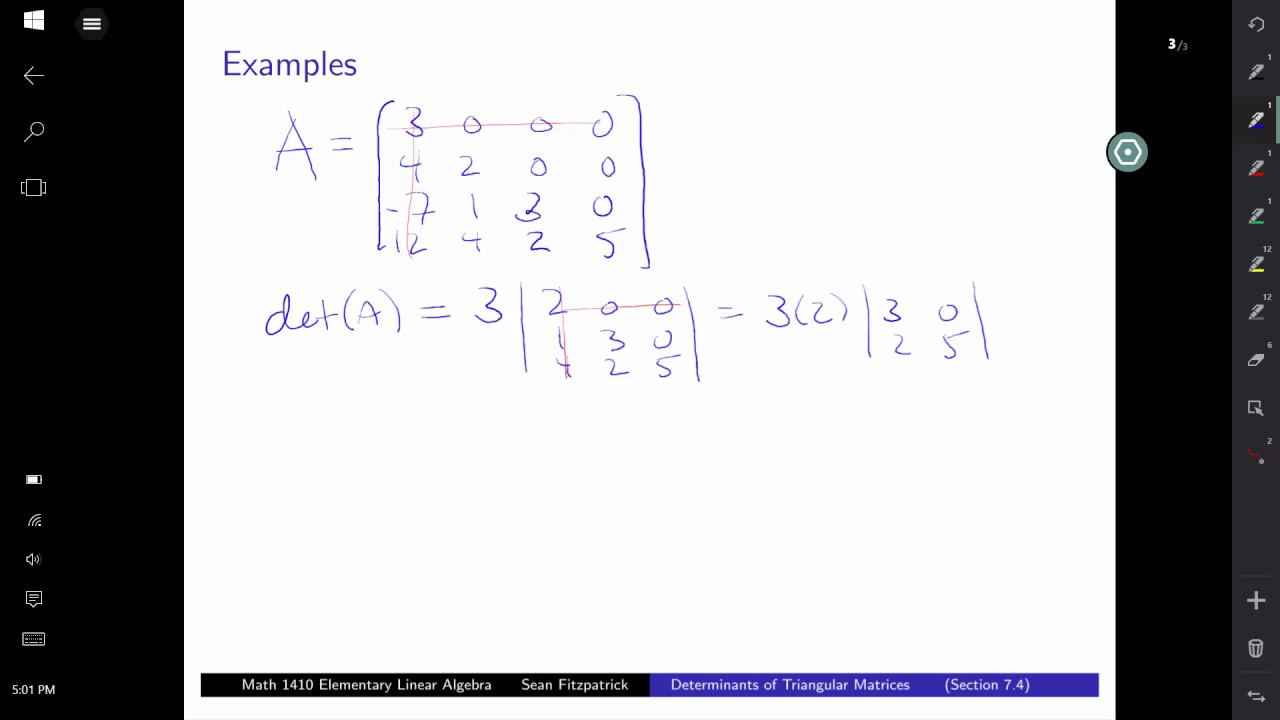 Determinants of Triangular Matrices