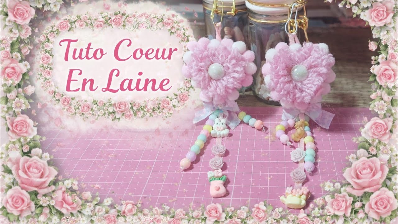💗 Cœur en Laine Shabby 🌸 Embellissement mignon pour Album & Junk Journal ✨