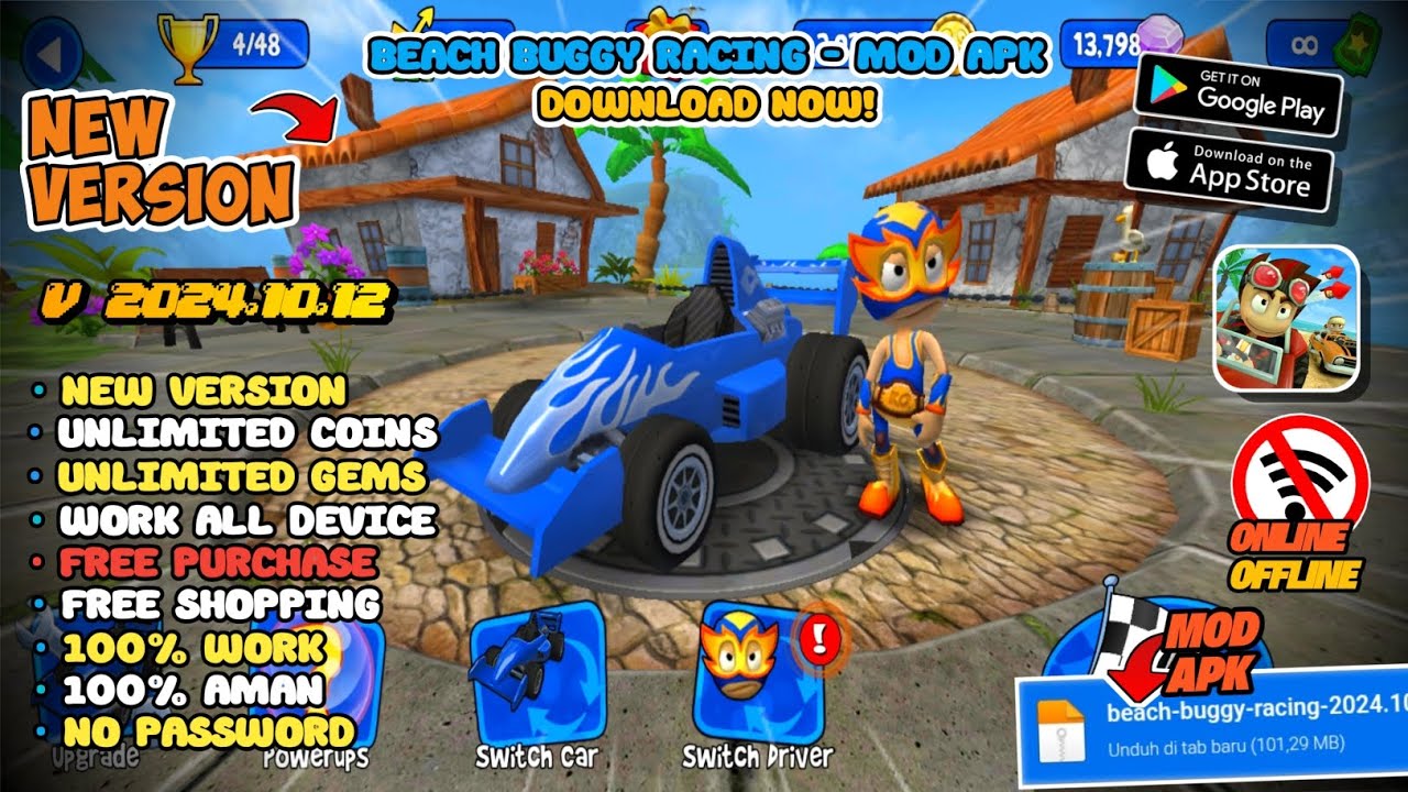 BEACH BUGGY RACING MOD APK TERBARU 2025 VERSI 2024.12.10 - Unlimited money & no password