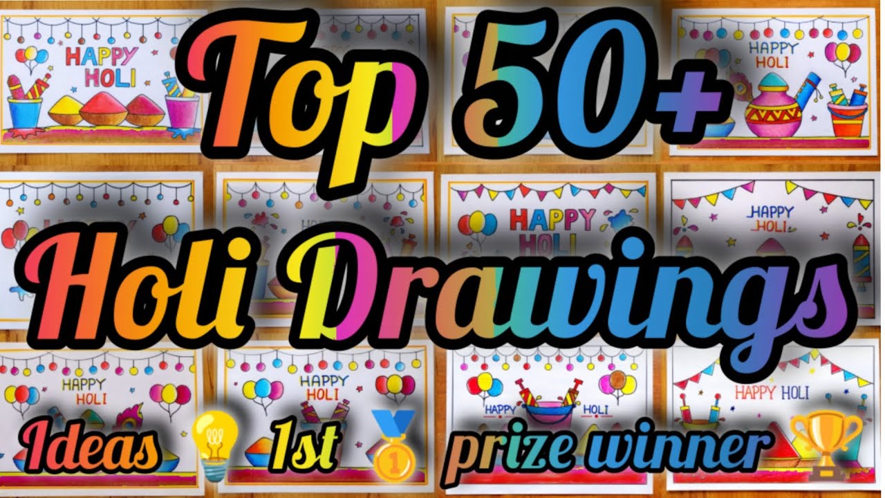 50+ Holi Drawing / holi drawing poster ideas 2026 /  How to Draw holi drawing easy step / Happy Holi