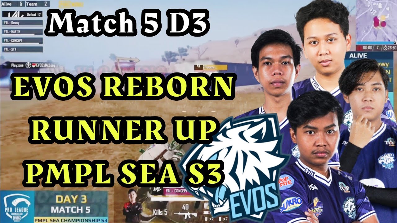 EVOS REBORN SENTIASA BERADA D TOP 3 SETIAP MATCH‼️• MATCH 5 DAY 3 • PMPL SEA S3 CHAMPIONSHIP | PUBGM