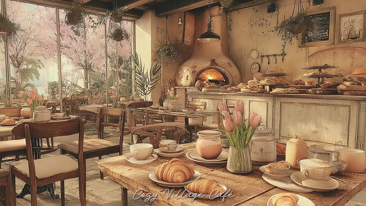 1950s Vintage Jazz & Oven Sounds — Fresh Croissants & Coffee at a Cozy Bakery