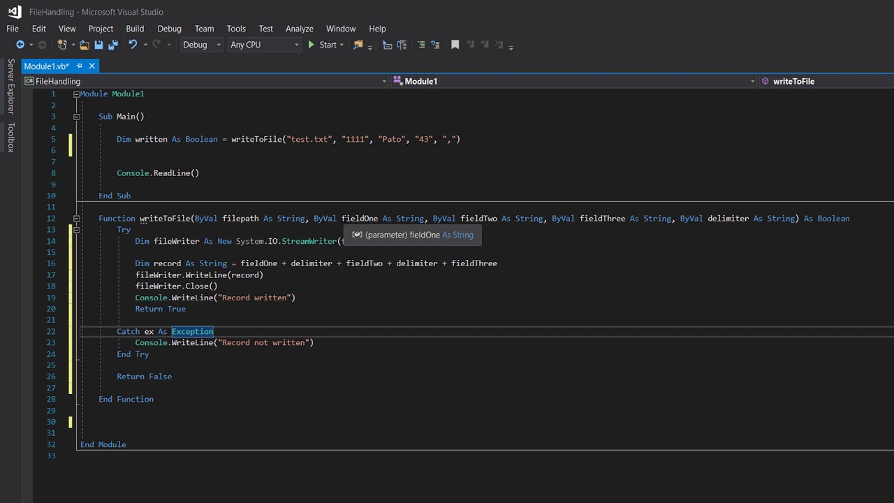 Writing to a CSV File or a Text File using Visual Basic