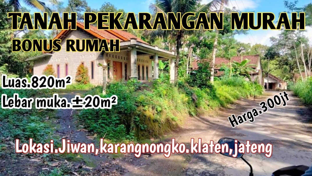 #terjual.🙏🏻Dijual tanah murah Bonus Bangunan.Luas.820m².Lokasi.Jiwan.Karangnongko,klaten,jateng