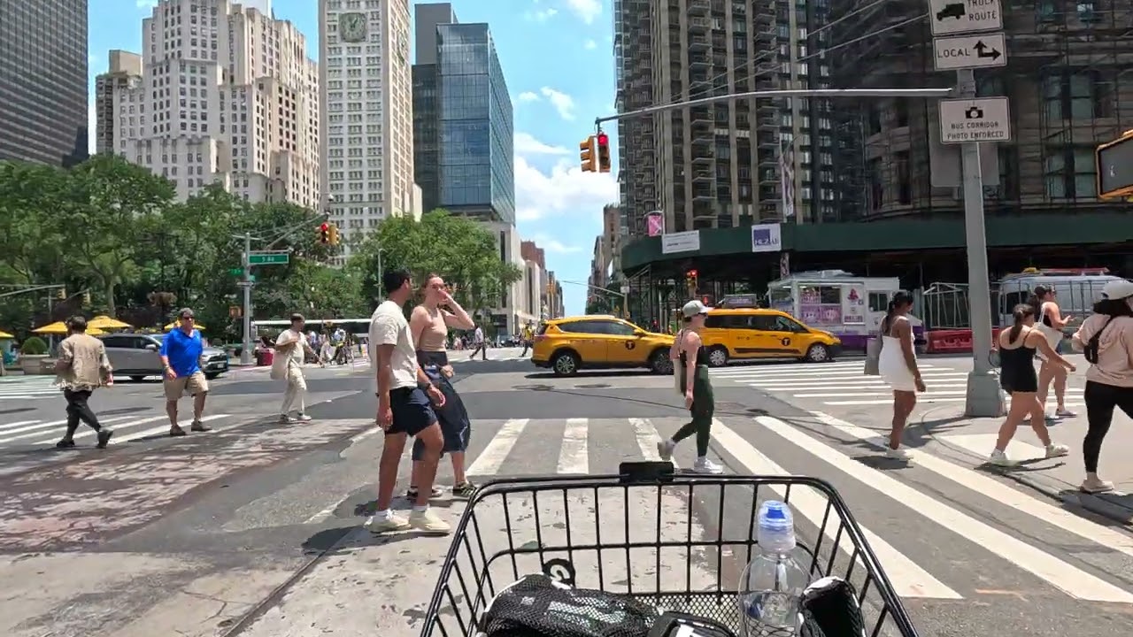 Cycling in Manhattan New York City.  ASMR City and bicycling sounds.