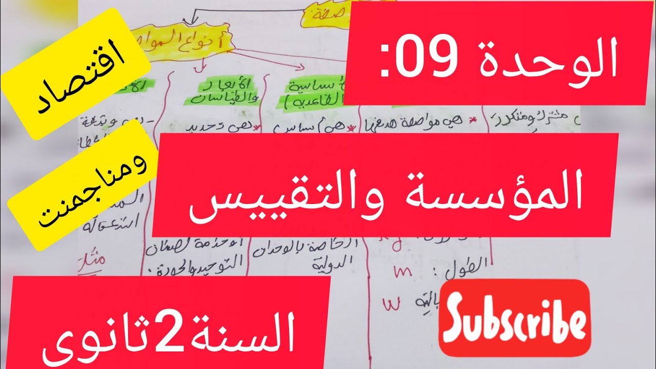 الوحدة 09 :المؤسسة والتقييس #اقتصاد ومناجمنت#2ثانوي