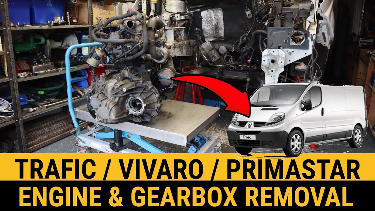 Как снять двигатель и коробку передач Renault Trafic Vauxhall Opel Vivaro Nissan Primastar F9Q 1....