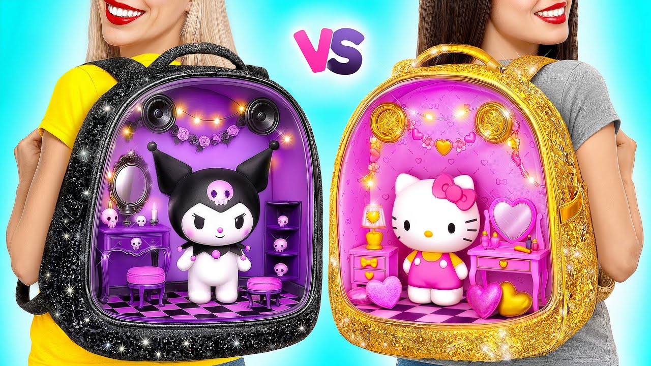 Budujemy Niesamowity Domek Dla Lalek Hello Kitty vs Kuromi | Czarny kontra Złoty Multi DO Girls