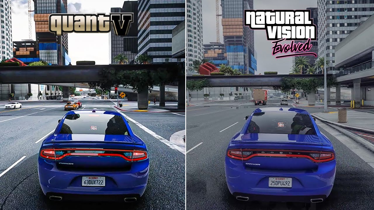 GTA V: QuantV vs NaturalVision Evolved - 4K Graphics Comparison - Ray Tracing PC Gameplay - 2021 MOD