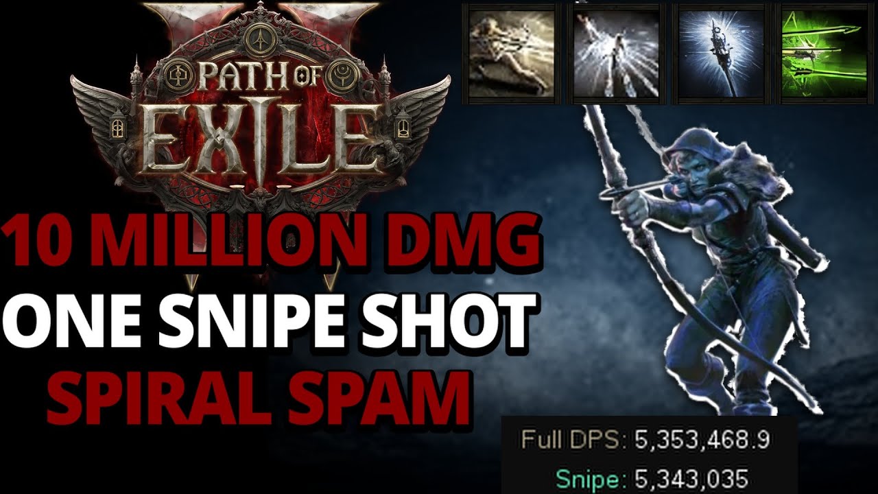 POE2 - 10 Million DMG 1 Snipe - Snipe/Ice Shot Ranger Build Guide - Deadeye Build  - Path of Exile 2