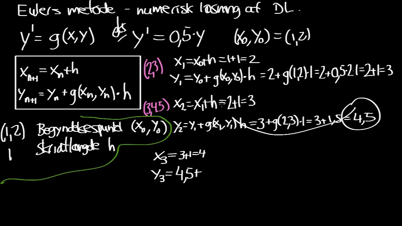 Eulers metode på y'=0,5y