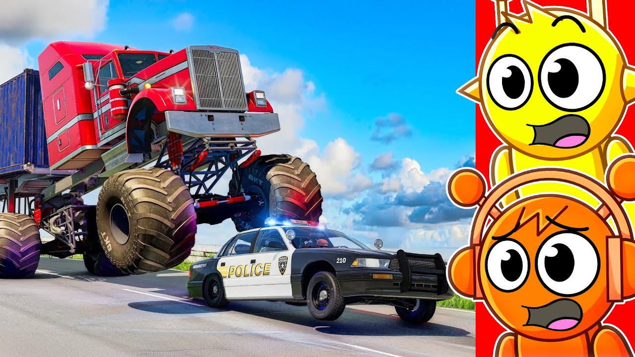 MONSTER TRUCK vs CARS!!! (Funny Animations)