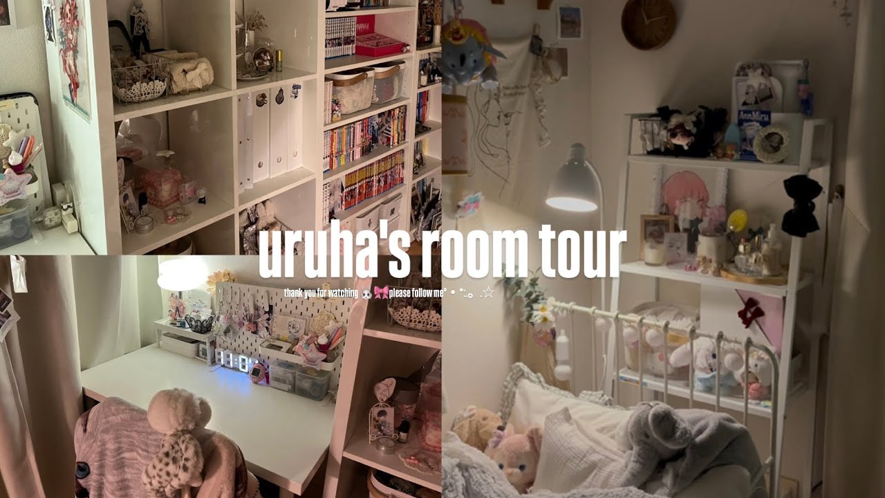 【𝐫𝐨𝐨𝐦 𝐭𝐨𝐮𝐫🐰🎀】大学生オタクのお部屋紹介.⋆𝜗𝜚 グッズ収納➕お気に入りの雑貨も‎🤍✧*｡