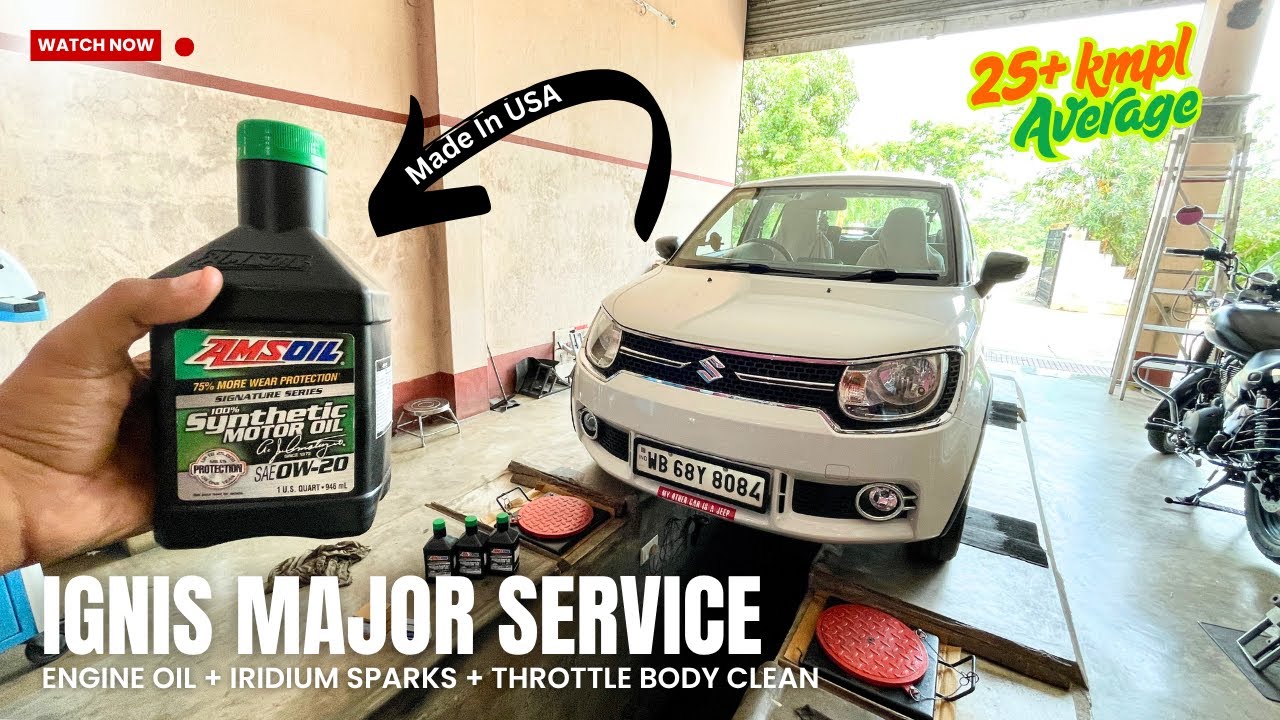Maruti Suzuki IGNIS Engine OIL Replacement At 35000 kms To AMSOIL | Iridium Spark Plug #ignis