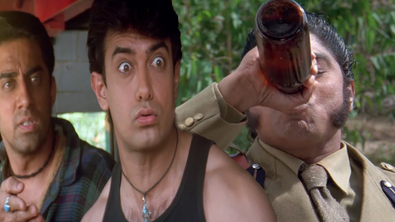 Aamir Khan & Johnny Lever | जिस बोतल में मेने कर के रखा था उसी को पुलिस वाला पी गया | Mela Movie