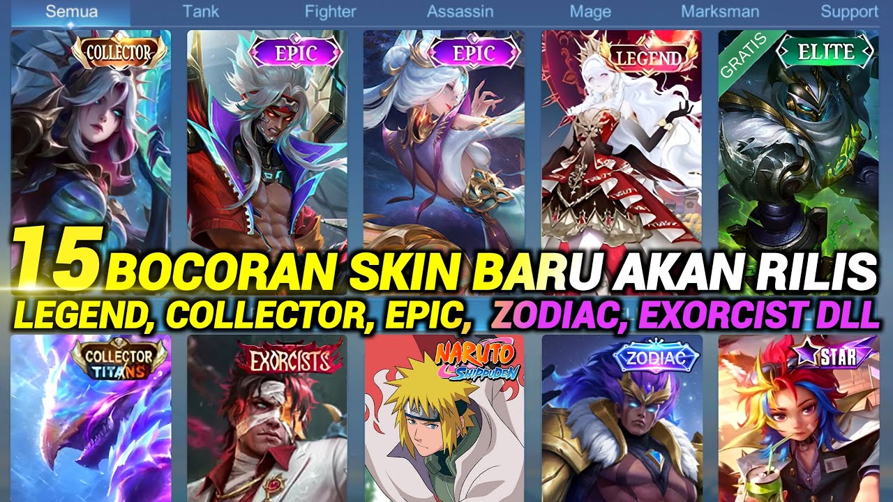 JADWAL RILIS 15 SKIN BARU MLBB !! SKIN LEGEND, COLLECTOR, EPIC, STARLIGHT, TITANS, ZODIAC, EXORCIST