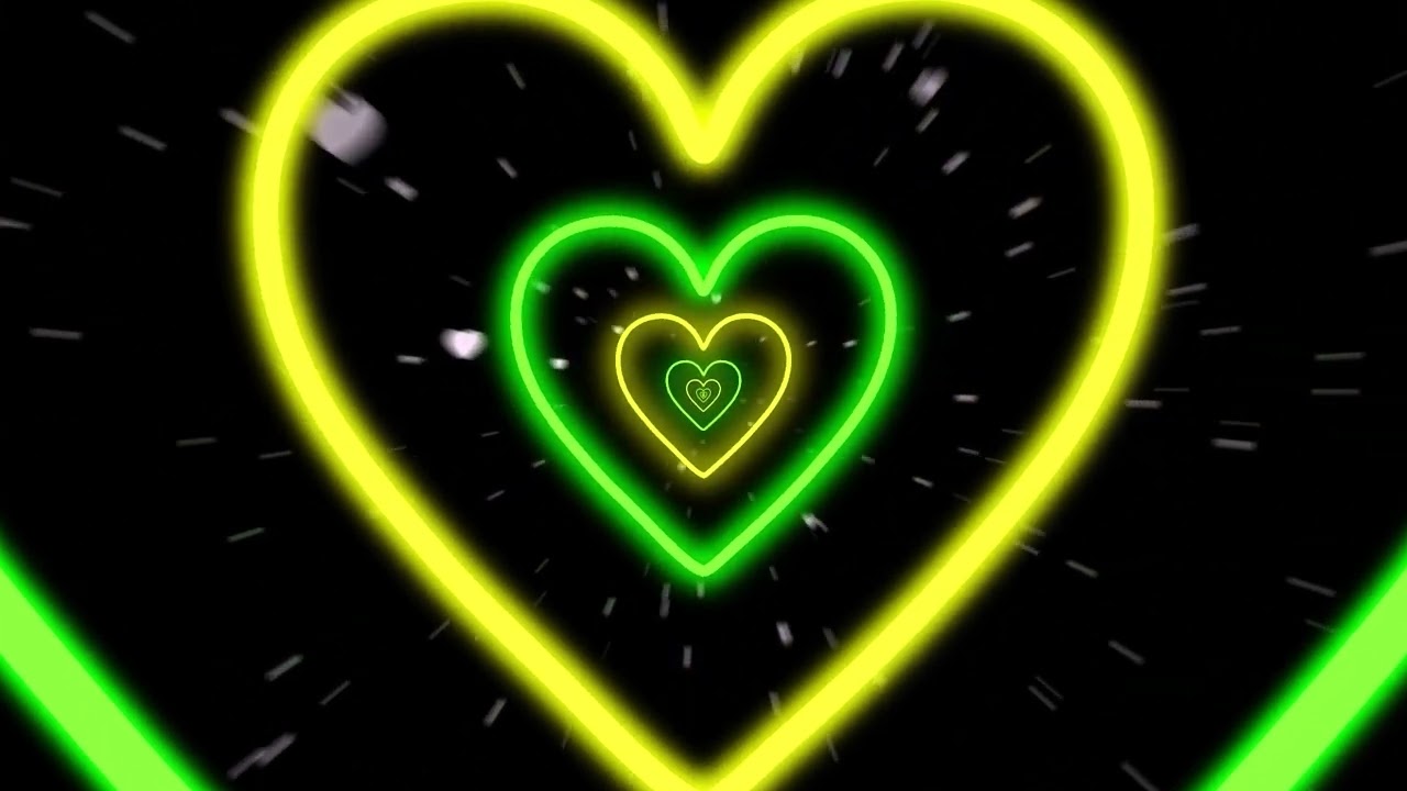 💛💚 Yellow Green Heart tunnel loop video background 💚💛 10 hour animation