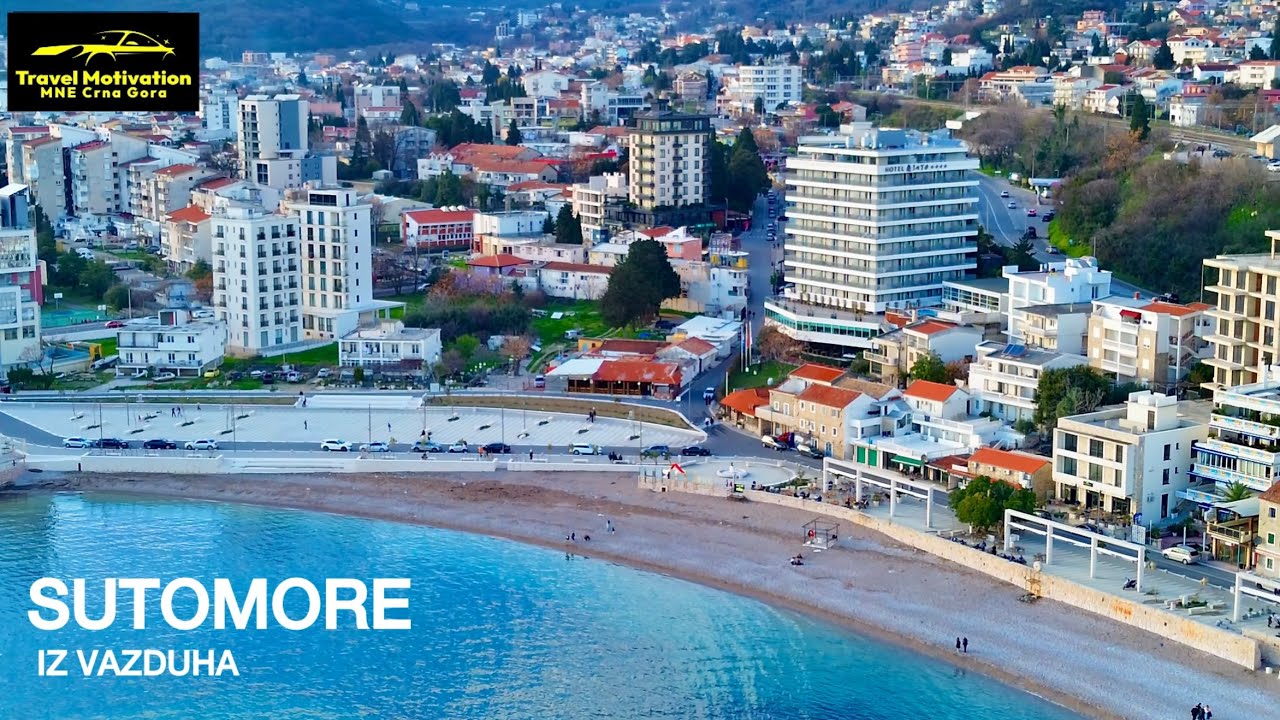 SUTOMORE grad i plaža iz vazduha u Aprilu 2025 - SUTOMORE Town [4K Aerial View] MNE Crna Gora