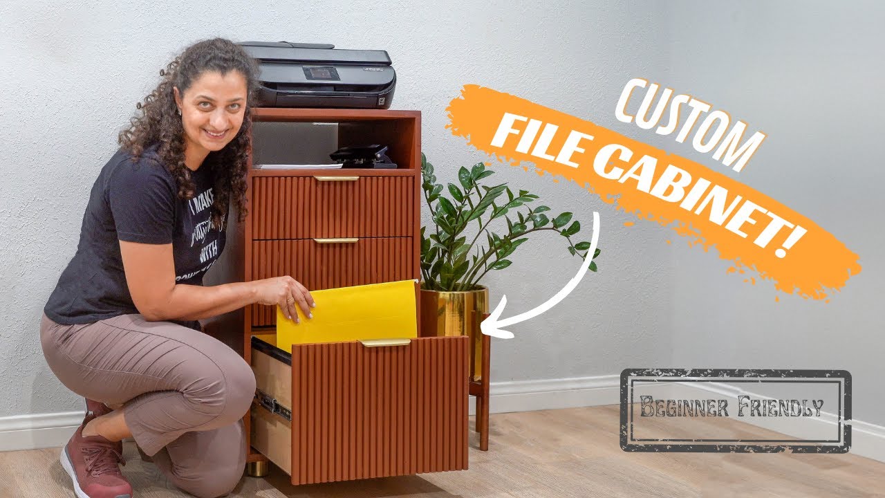 DIY File Cabinet And Printer Stand | With Fluted Drawers