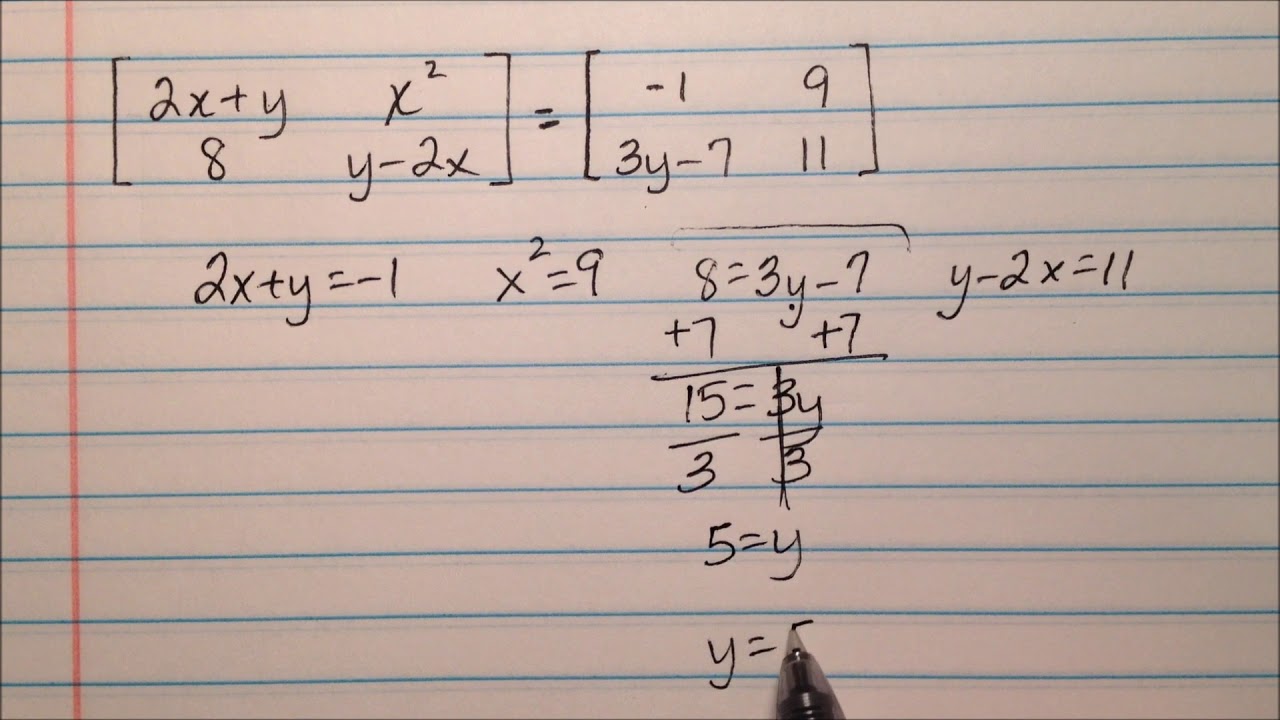 Equations with Equal Matrices, Example 2