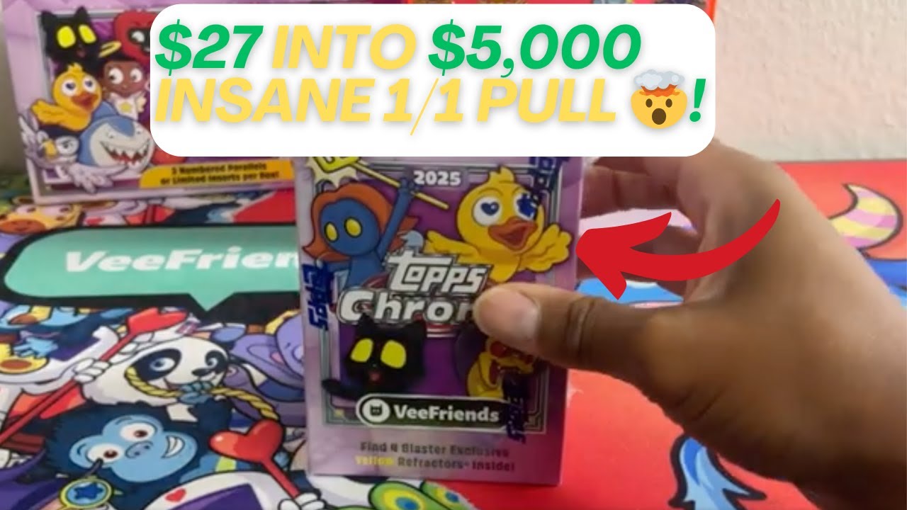 $27 into $5,000 INSANE 1/1 PULL 🤯Tops Chrome VeeFriends Card Hunting Case Hit