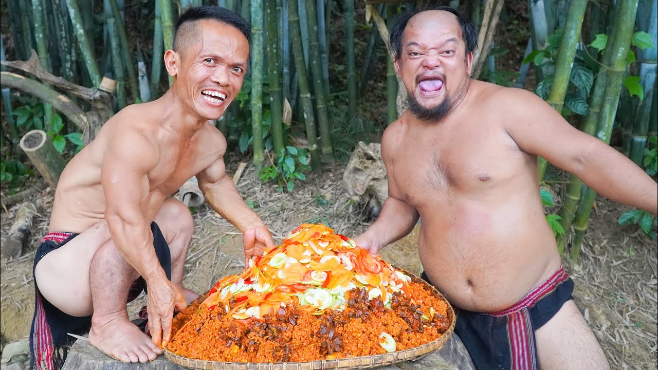 Chicken Gizzard Rice | Dwarf Tribe's Primitive Chicken Gizzard Recipe | Dwarf Food