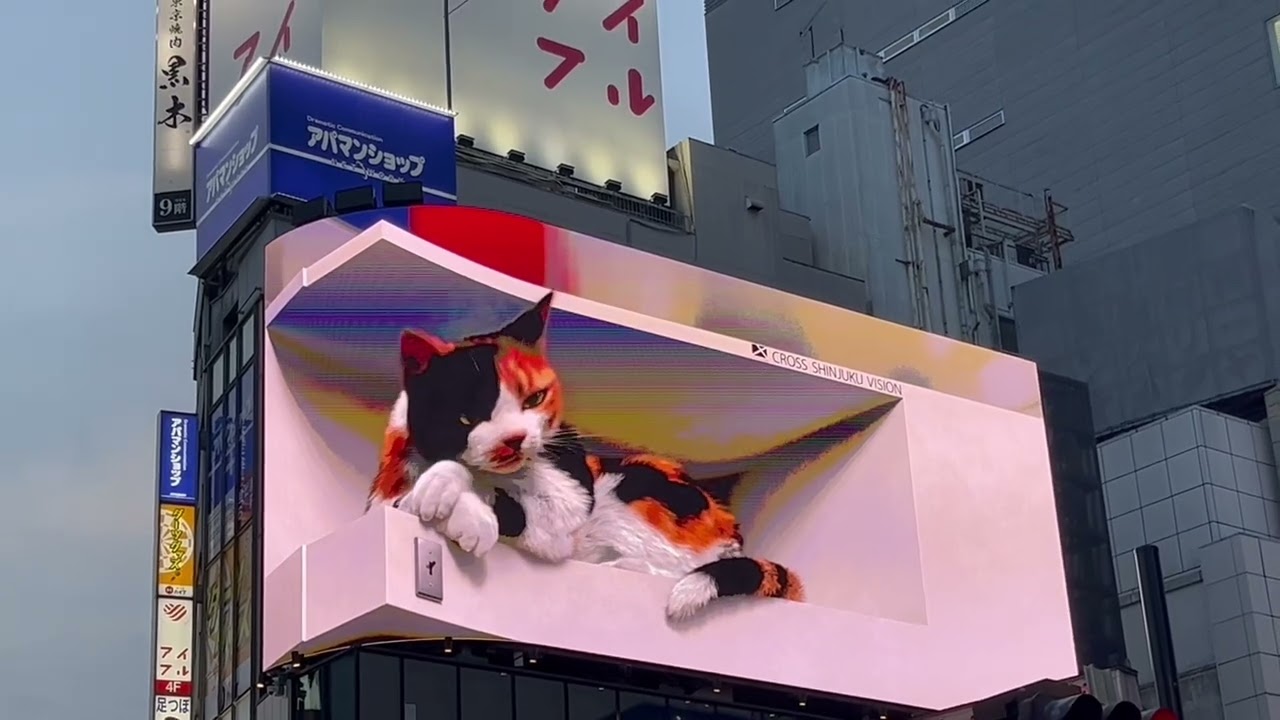 Giant 3D Cat Billboard at Shinjuku Tokyo, Japan 2025