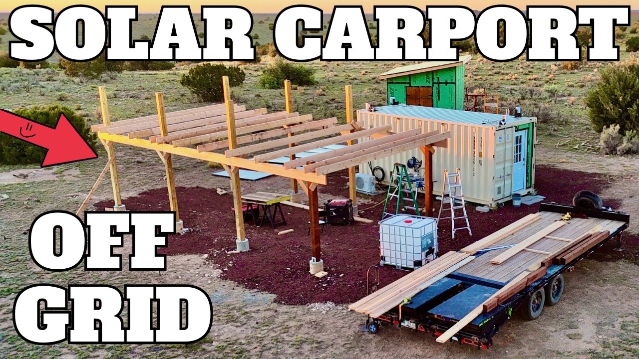 OFF GRID ARIZONA 🔥🌵| Solar Carport Posts and Rafters Install