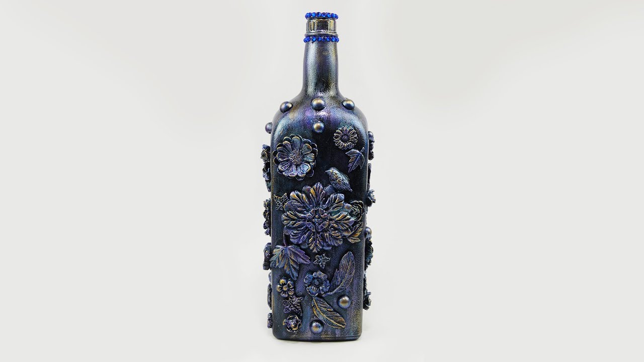 🌺 Como decorar una  botella con efecto policromático 🌺