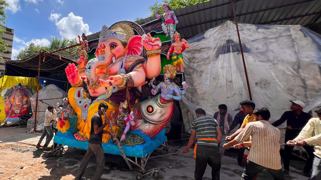 Dhoolpet Sundar Kalakaar 25 Feet Biggest Ganesh Transporting To Karnataka | Ganesh Aagman 2023