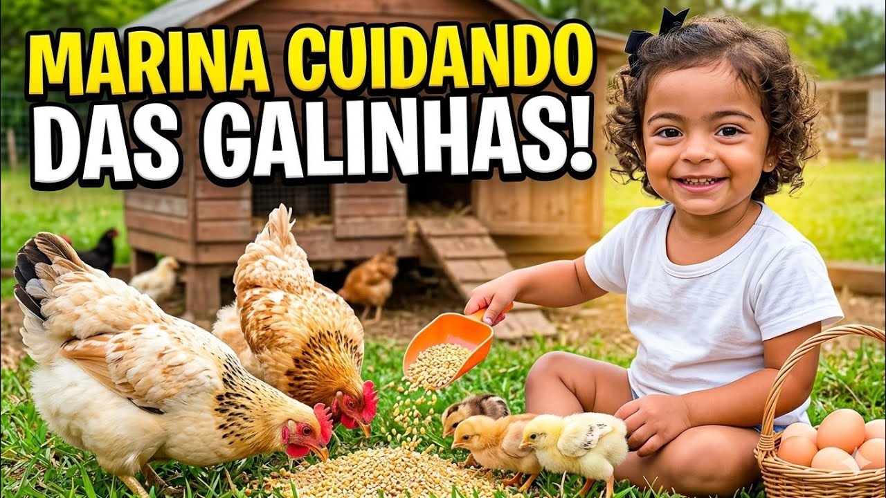 MARINA E AS GALINHAS dia de conhecer o galinheiro 🐓