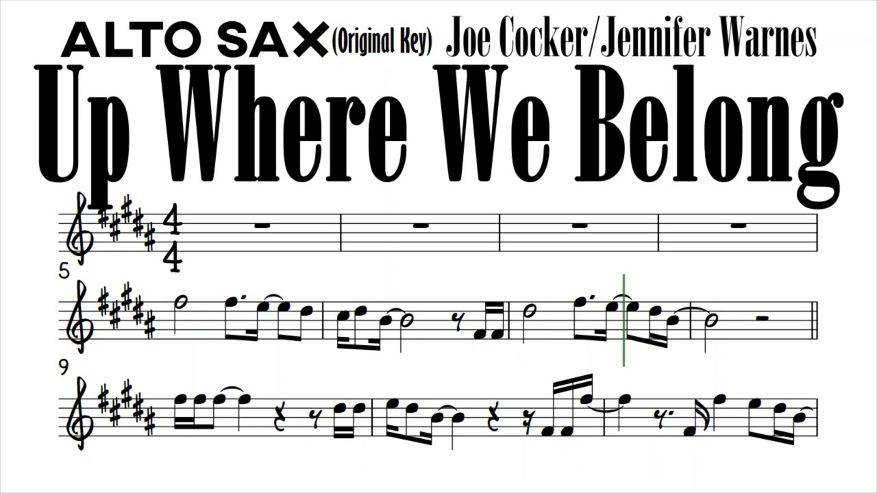 Up Where We Belong Alto Sax Sheet Music Backing Track Play Along Partitura