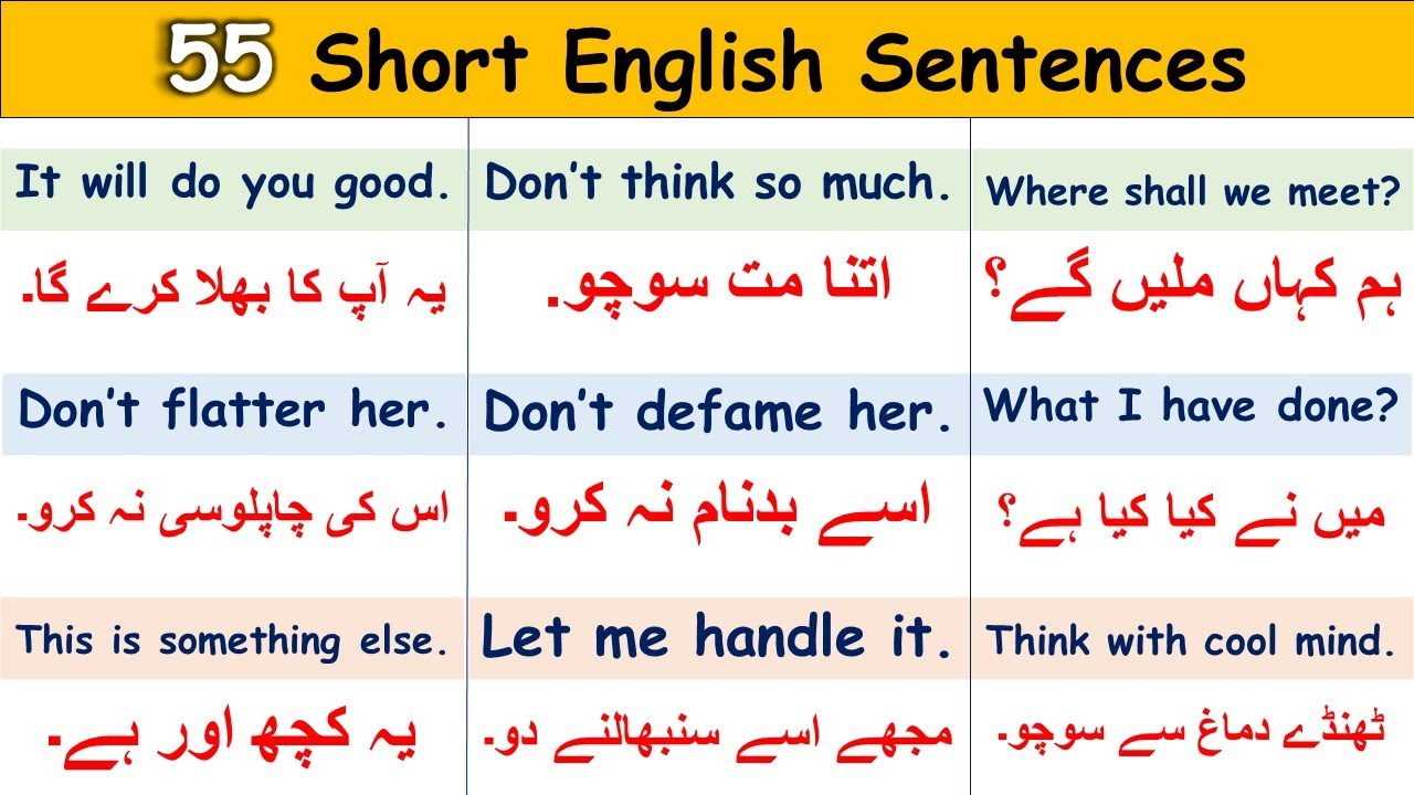 Daily Use Short English Sentences with Urdu Translation for Beginners | English Speaking Sentences
