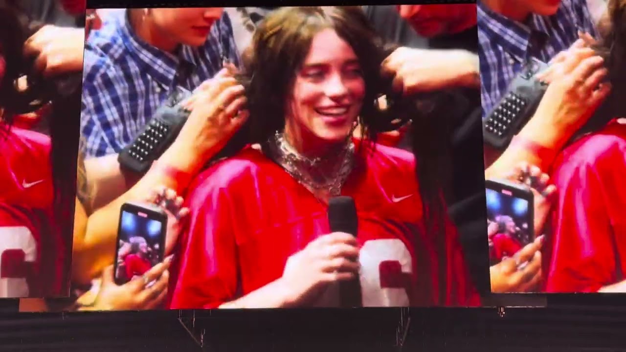 Billie Eillish’s hair get stuck, fans help her (reupload) - HIT ME HARD AND SOFT Tour (Québec)