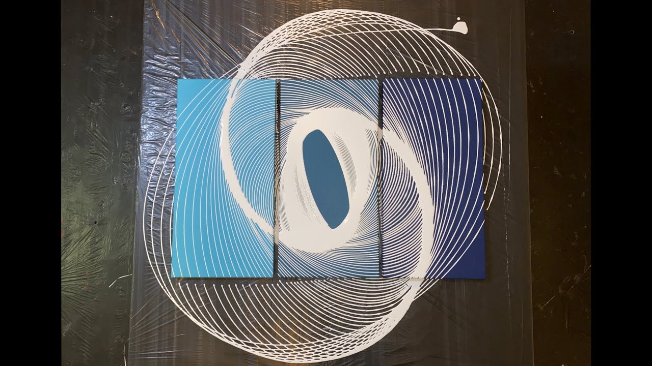 How to Create an AMAZING PENDULUM PAINTING / Triptych Acrylic Art / Abstract / Mesmerizing Artist