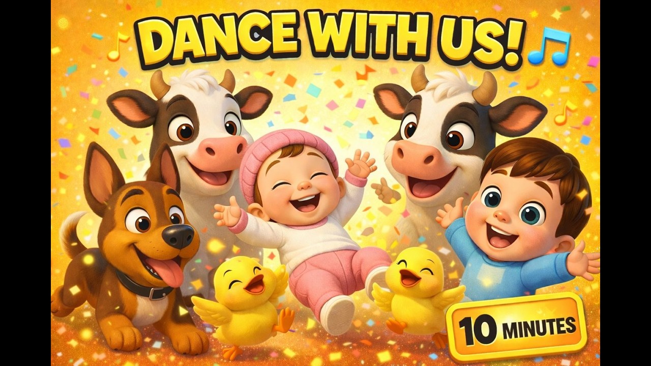 10 Minutes Farm Animals Dance Song 🐄🦆 | Toddler Music & Movement | Kids Learning Video