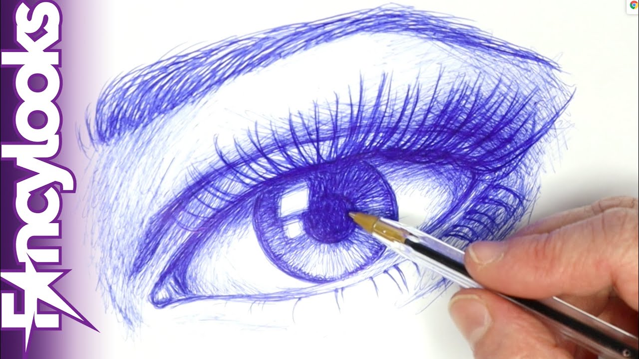 Cómo dibujar un ojo inventado a bolígrafo/lapicero -paso a paso