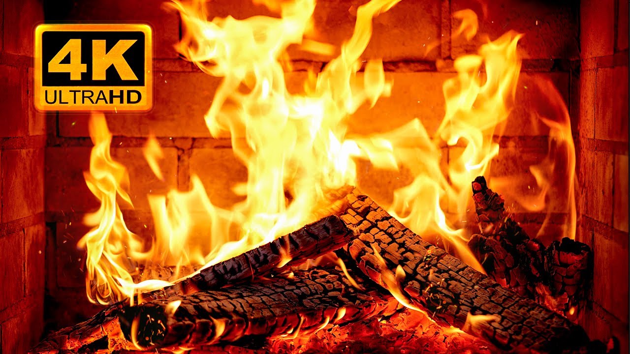 🔥 Fireplace 4K UHD! Fireplace with Crackling Fire Sounds. Fireplace Burning for Home