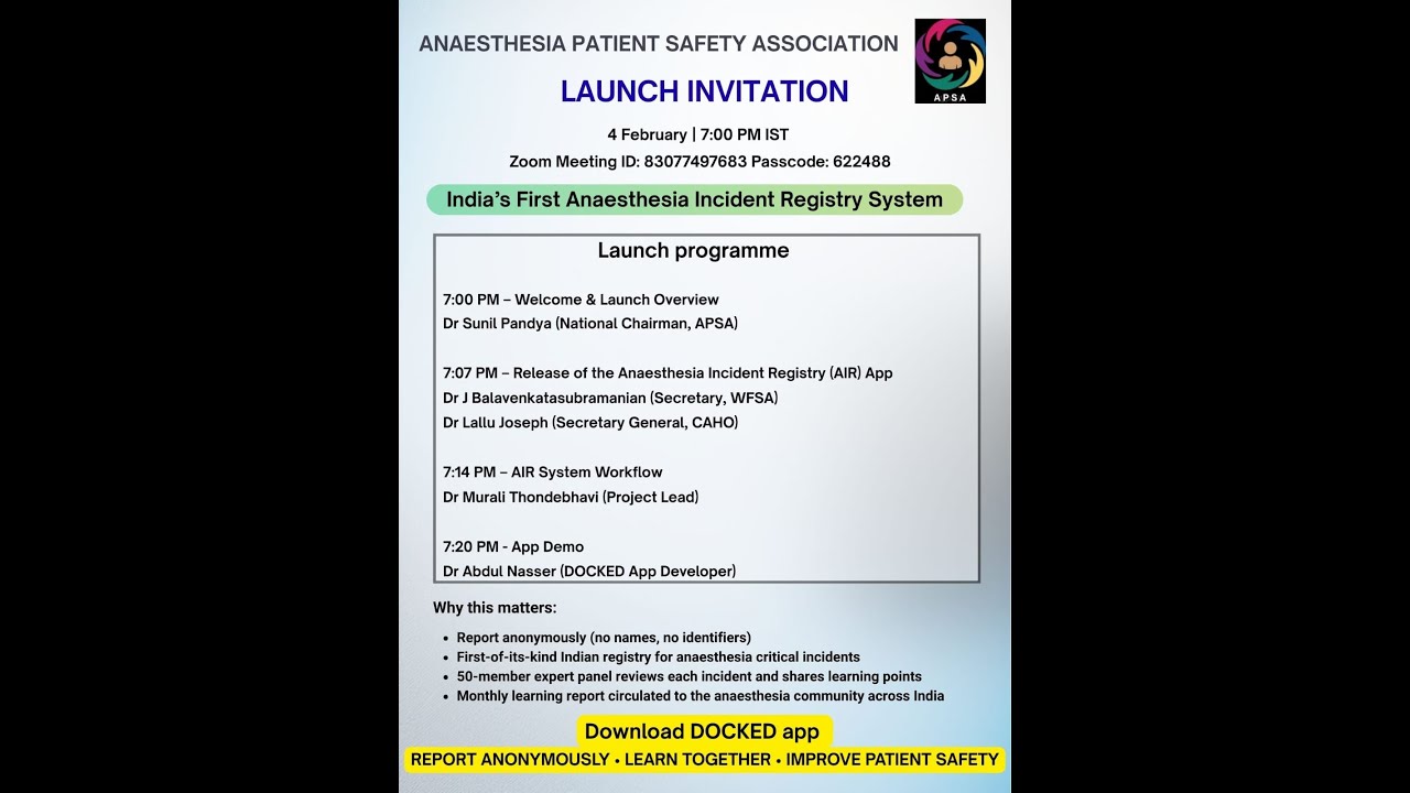 India's First Anaesthesia Incident Registry System