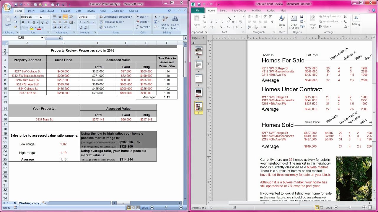 Linking Excel to Publisher for the Annual Client Review