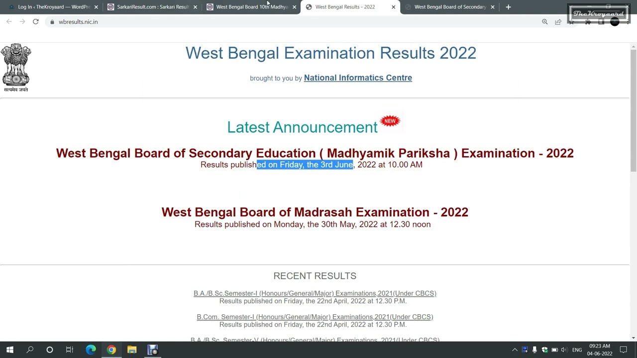 [result] West Bengal Board of Secondary Education 2022