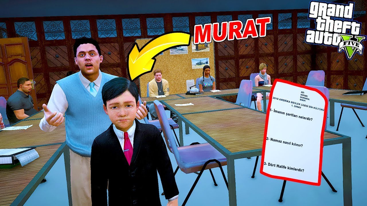 MURAT DİN KÜLTÜRÜ SINAVINDA KOPYA ÇEKERKEN YAKALANDI(UZAKLAŞTIRMA CEZASI) - GTA 5 MURAT'IN HAYATI