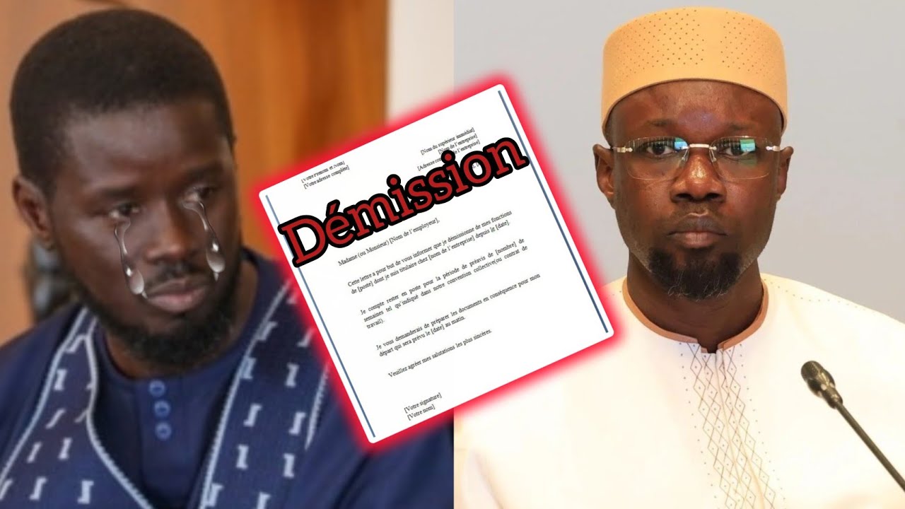 Urgent 🛑 : lettre de démission du PM Ousmane sonko déposé sur le table du PR bassirou diomaye faye