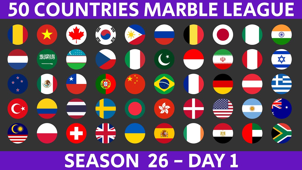50 Countries Marble Race League Season 26 Day 1/10 Marble Race in Algodoo