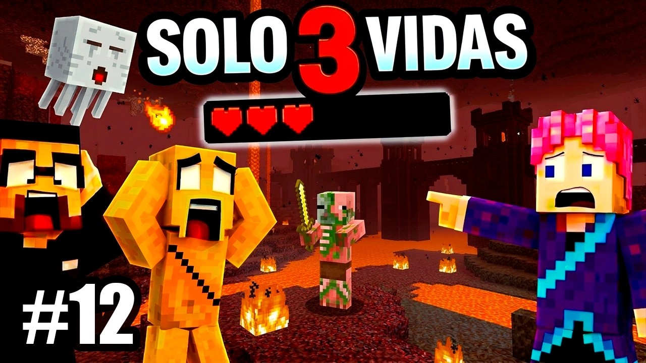 3 VIDAS, 3 JUGADORES y 1 SOLO MUNDO💀- #12 Minecraft Hardcore EXTREMO ft WarUnicornio & Spartantaurio