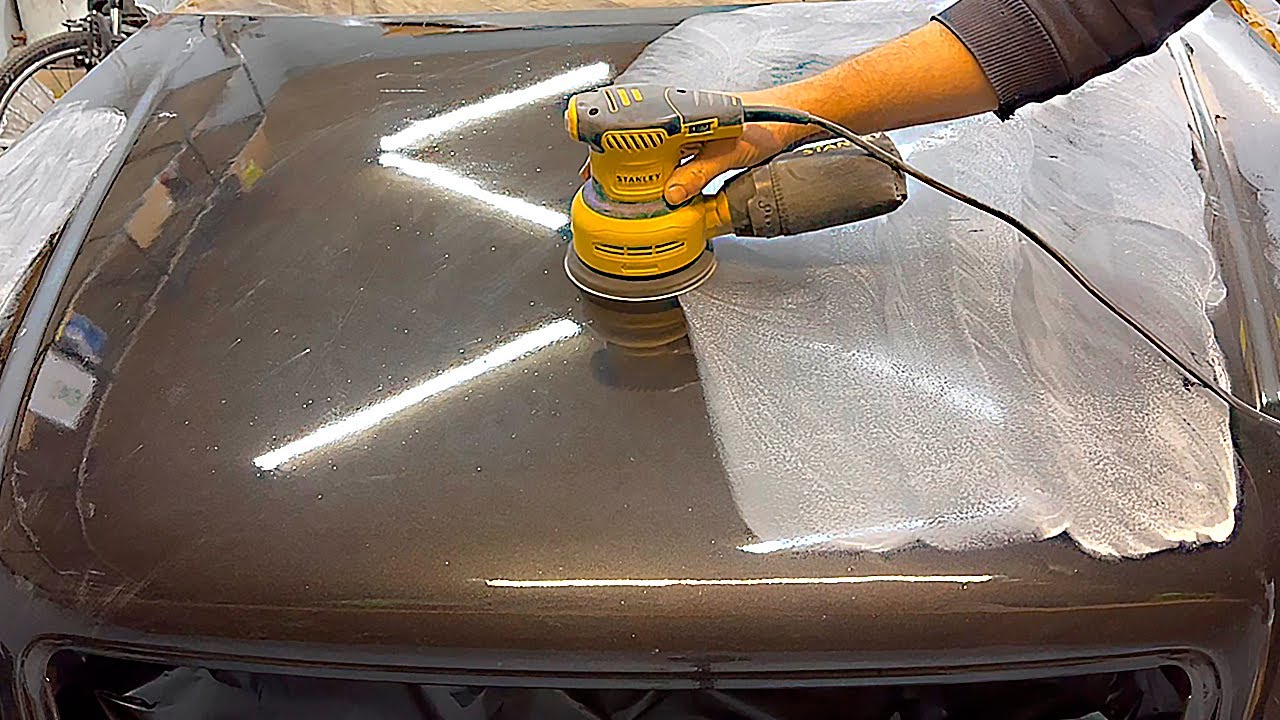 Dry Sanding of the Clear Coat and Polishing the Hood after Painting