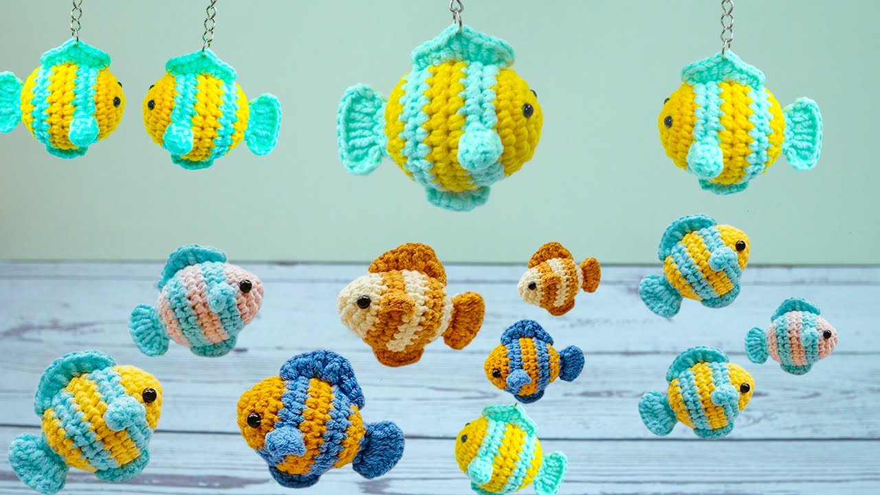 crochet fish keychain🐟, crochet fish pattern, how to crochet  keychain for beginners